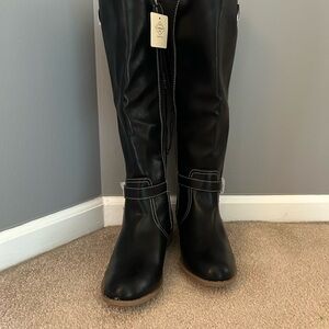 St. John's Bay Black and White Over the Knee Boots